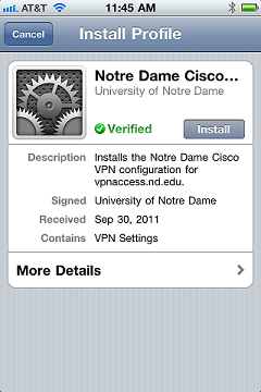 iOS vpn install profile