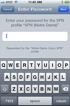 enter password for vpn