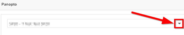 Panopto folder selection window showing the drop-down arrow