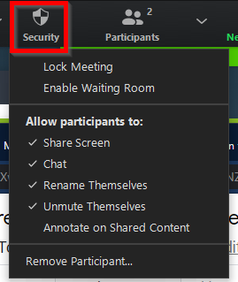 security tab