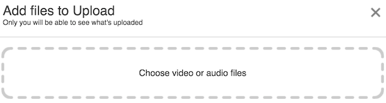 Panopto upload window with the file chooser for video or audio files